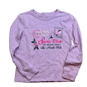 Vineyard Vines L/S Purple Christmas Shirt Girls S 6/7